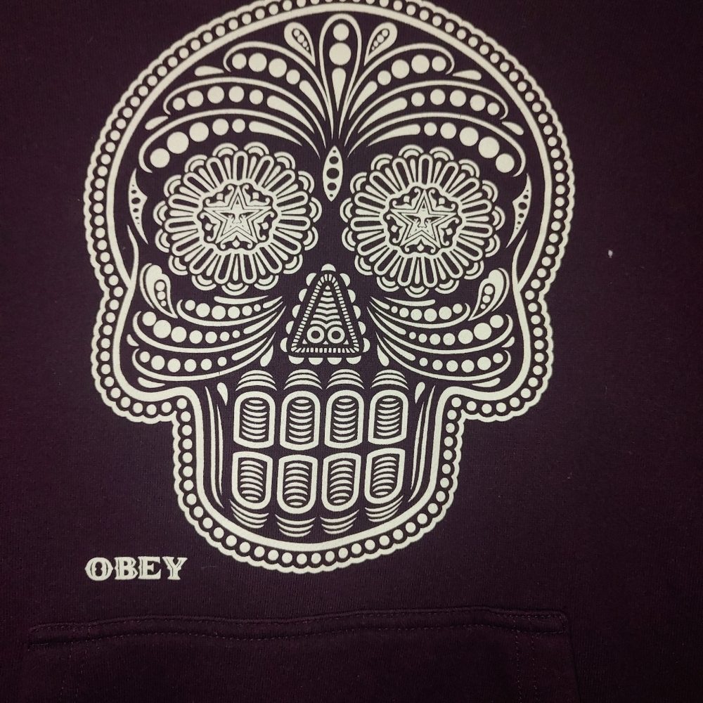 OBEY Cropped Hoodie Glow in the Dark Skull